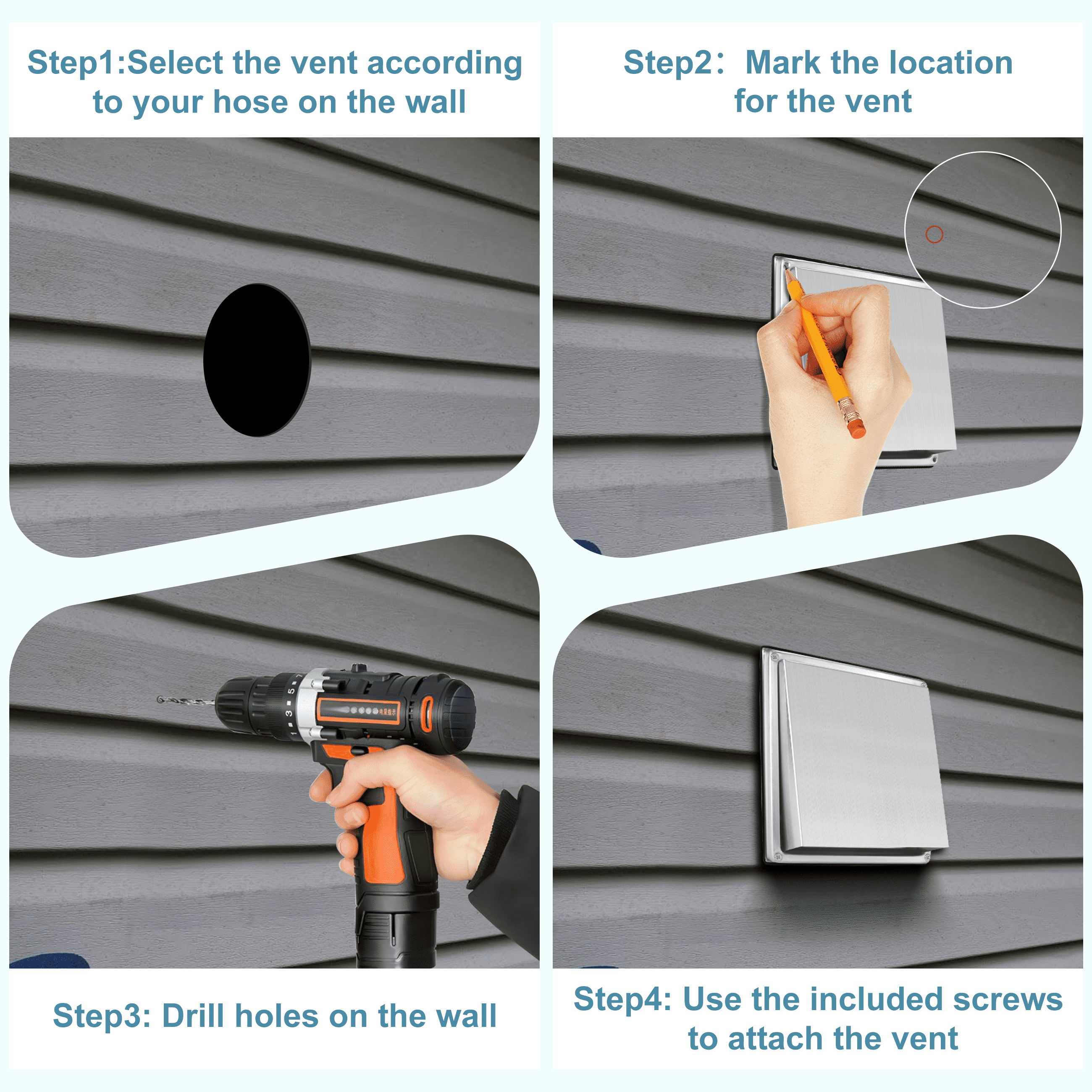 Beaquicy Dryer Stainless Vent Cover Steel 6 Inches Outdoor Air Vent Covers for Wall Vent Exterior With Screw