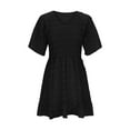 thumbnail image 6 of Summer Savings! Enjoytime Casual Dresses for Women 2024 Solid Color V-Neck Short Sleeve A Line Dress Elastic Waist Ruffle Loose Summer Vacation Travel Dresses for Women, 6 of 6