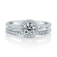 thumbnail image 2 of BERRICLE Sterling Silver Halo Wedding Engagement Rings Round Cut Cubic Zirconia CZ Promise Ring Set for Women, Rhodium Plated Size 10, 2 of 7