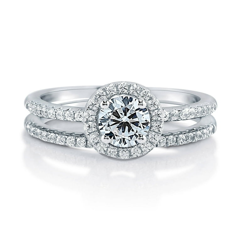 Sterling Silver 2-Piece CZ Promise Wedding Ring Set Sterling Silver 2-Piece CZ Promise Wedding Ring Set