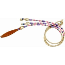 Authentic Rawhide Leather Romal Reins – 8.5 Ft Natural Rope with Multicolor Braided Knots – Premium Horse Tack, 52" Romel