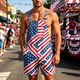thumbnail image 2 of American Flag Bib Overalls Shorts for Men Loose Fit Patriotic Coveralls USA Print Casual Summer Festival Jumpsuit for Independence Day Celebration, 2 of 4