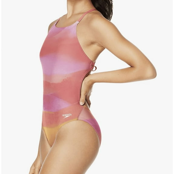 Speedo Women's Swimsuit One Piece Endurance Turnz Tie Back Printed - SIZE: 24