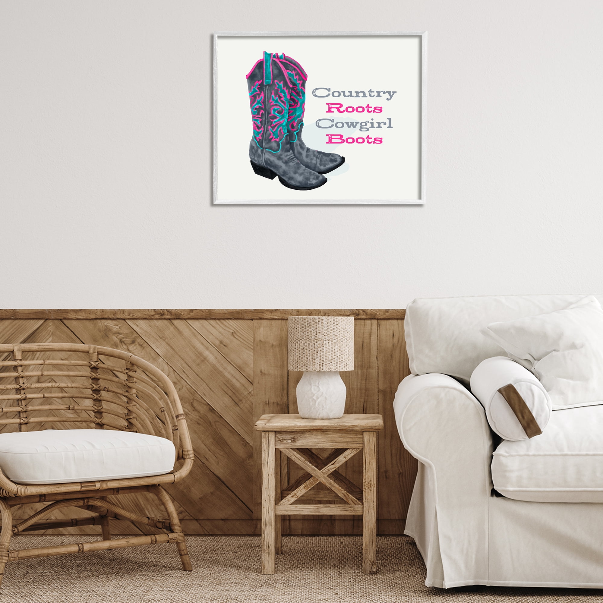 Stupell Industries Country Roots Phrase Typography Painting White Framed Art Print Wall Art, 30 x 24