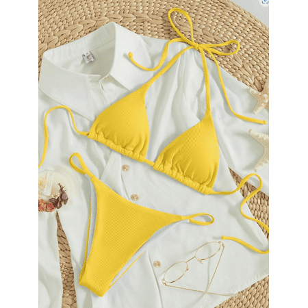 String Thong Bikinis 2023 Women Sexy Triangle Swimsuit Brazil Tong Swimwear Female Padded Bathing Swimming Suit Beachwear Summer