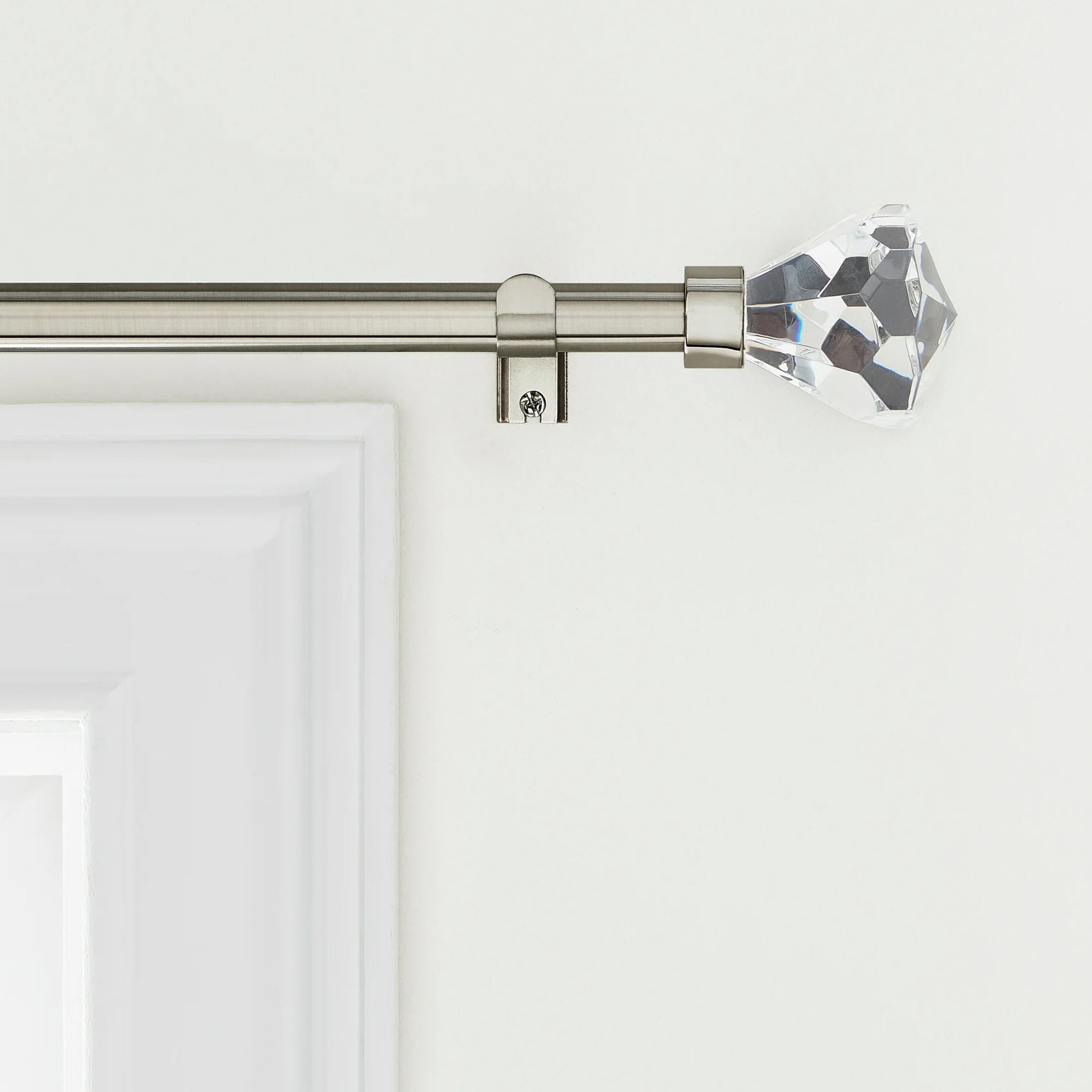 Mainstays 3/4" Acrylic Faceted Adjustable Single Curtain Rod, 30-84", Nickel