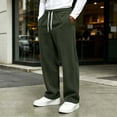 thumbnail image 2 of Ozmmyan Mens Casual Corduroy Sweatpants Elastic Waist Drawstring Straight Leg Trousers with Pockets Winter Warm Pants, 2 of 6
