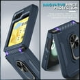 thumbnail image 3 of for Samsung Galaxy Z Flip 5 Case Built in Front Screen Protector+Hinge Protection+Finger Ring Metal Kickstand,Heavy Duty Shockproof Full Body Protective Cover,2023 Navy Blue, 3 of 16