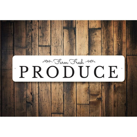 Farm Fresh Produce Novelty Sign, Metal Wall Decor - 4x18 inches