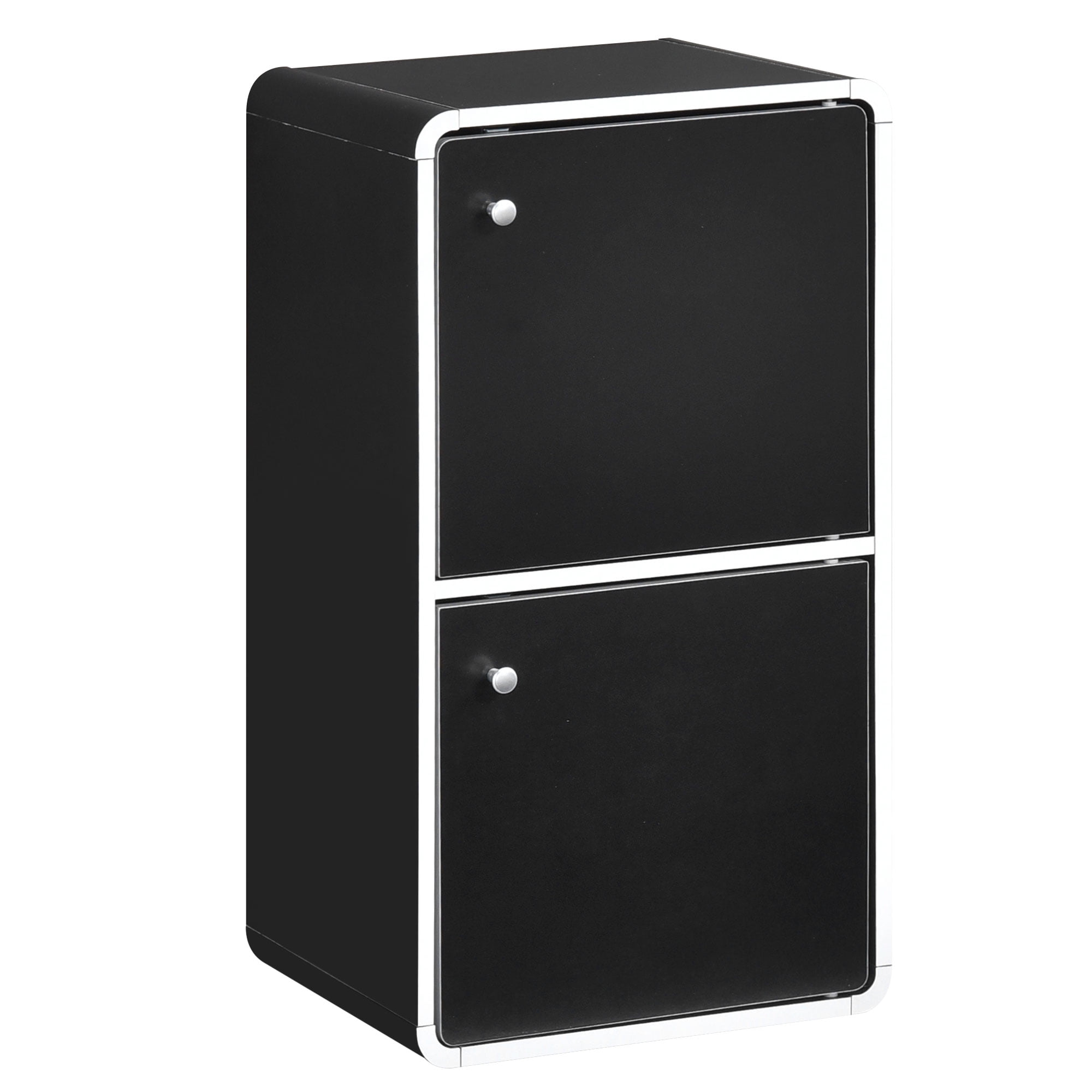 Kings Brand Furniture Dothan Wood 2-Cubed Closed Bookcase - Storage Shelf Organizer Bookshelf, Black