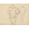 thumbnail image 2 of Degas, Edgar 24x19 Black Ornate Wood Framed with Double Matting Museum Art Print Titled - Copies of Cezannes Bathers, 2 of 4