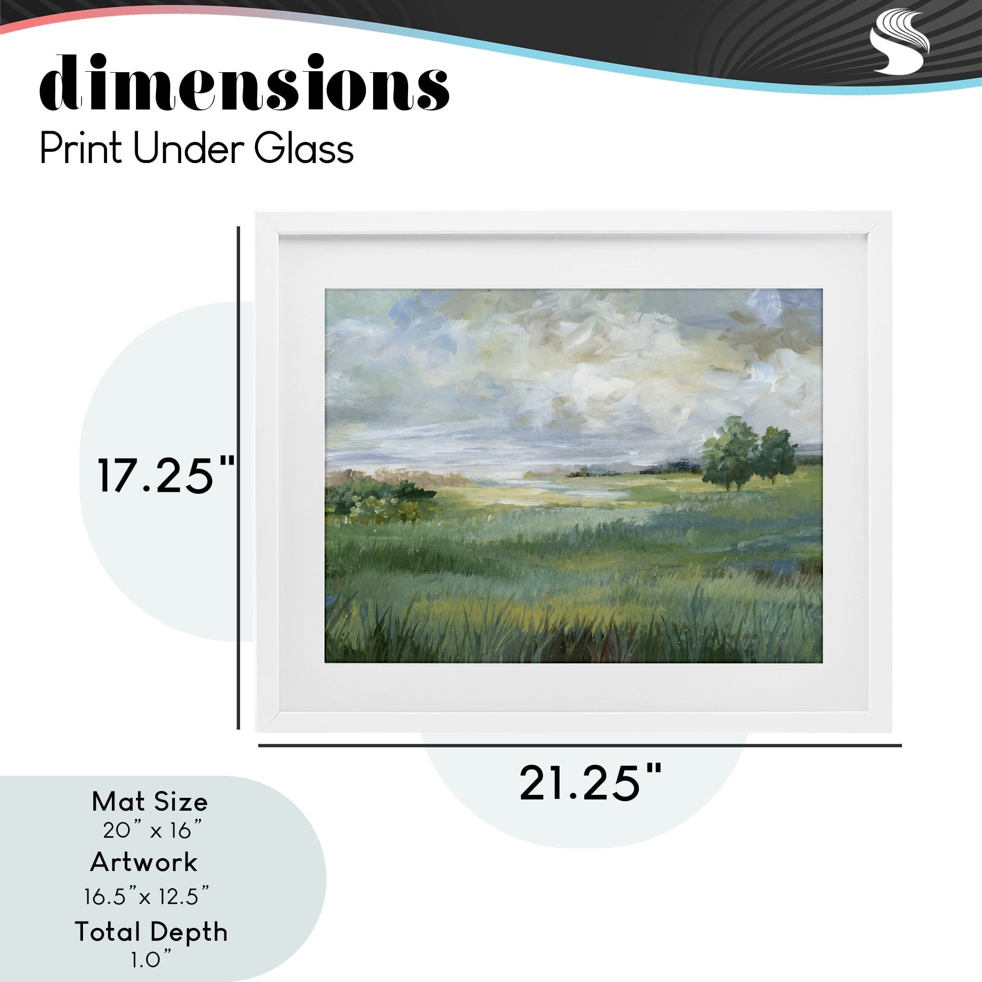 Stupell Industries Idyllic Summer Field White Framed Print Under Glass, design by Nan