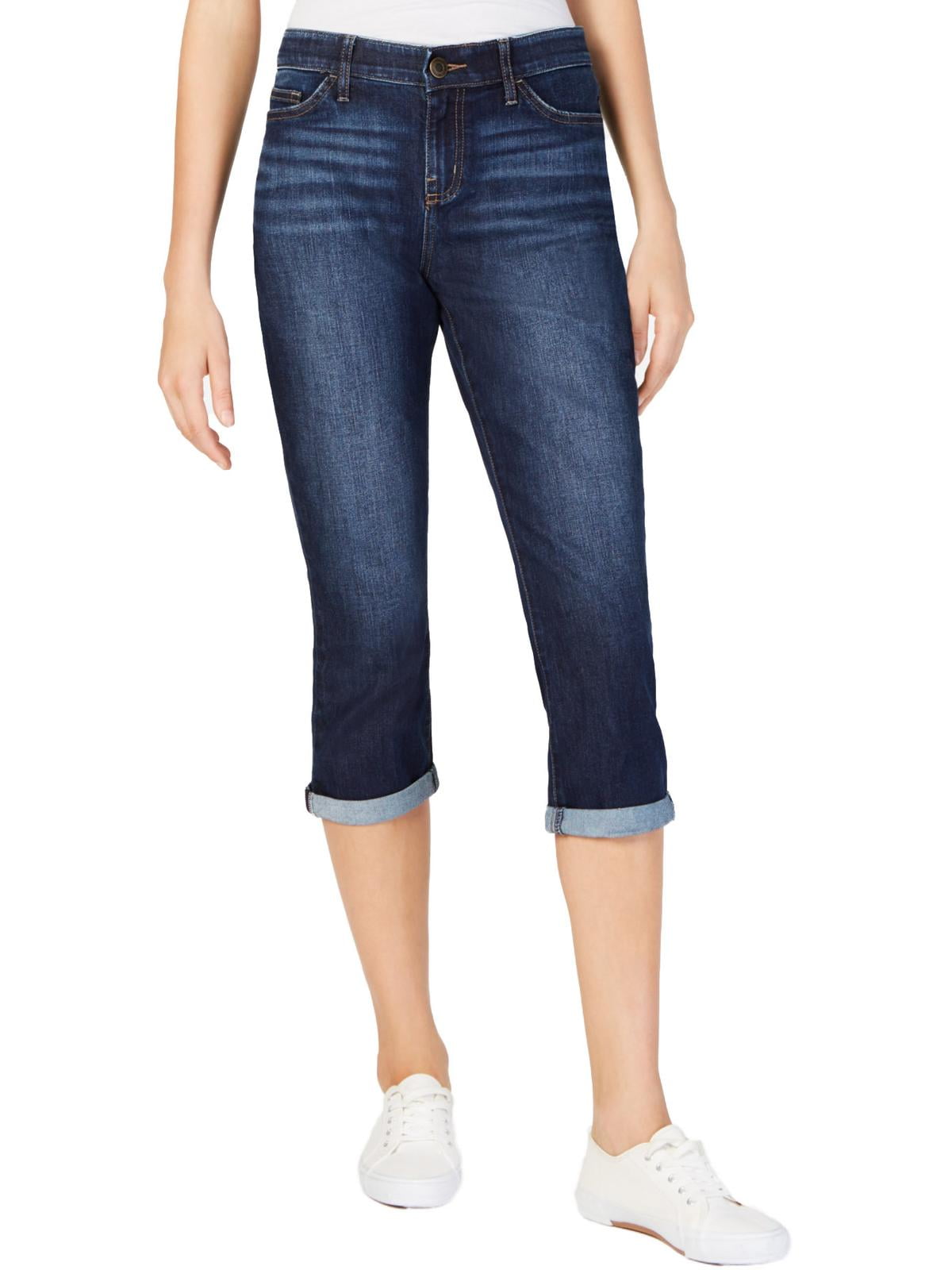 Lee Womens Denim Mid-Rise Capri Jeans Blue 4 - Walmart.com