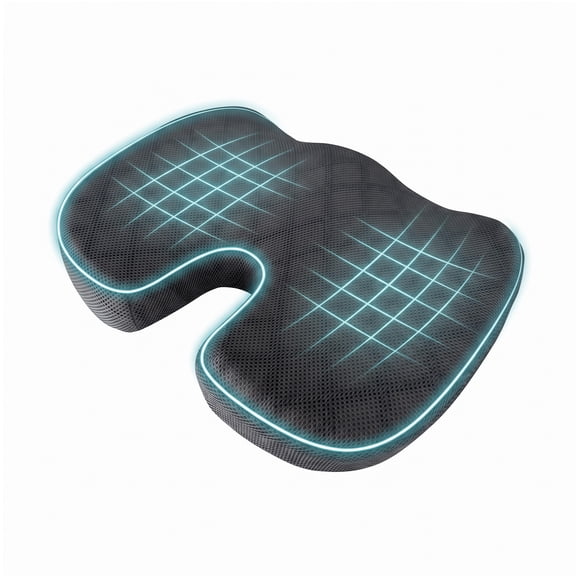 Nalqet Ergonomic Seat Cushion, Memory Foam Pad for Lower Back and Tailbone Comfort, Perfect for Office Chair, Car Seat, Airplane, or Bleacher Use, Relieves Pressure for Those Who Sit All Day, Grey