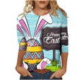 thumbnail image 2 of Pntutb T-Shirt Imprimé Pâques à Manches Longues Femmes Mode Manches 3/4 Manches Blouse Col Rond Casual Tops Rollbacks, 2 of 5