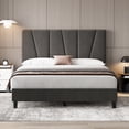 thumbnail image 1 of Ourlova Queen Size Bed Frame with Adjustable Headboard, Linen Upholstered Platform Bed Frame with Strong Wooden Slats, Mattress Foundation, No Box Spring Needed, 1 of 7