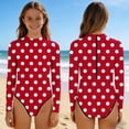 thumbnail image 2 of Swimsuit for Girls, Long Sleeve One Piece Rashguard, Solid Color Beach Vacation Swimsuit for Kids 2-13 Years, 2 of 7