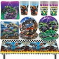thumbnail image 2 of Monster Truck Party Supplies Disposable Tableware Plates Napkin Banner Tablecloth for Kids Boys 2nd Birthday Party Decorations, 2 of 10
