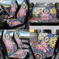 thumbnail image 3 of KUIFORTI Boho Florals 12 Pcs Automobile Seat Covers Car Center Console Cover Car Seat Belt Pad Cover Steering Wheel Covers Wristlet Keychain Universal Fit Most Cars,SUV,Sedan, 3 of 7