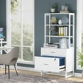 thumbnail image 4 of Tribesigns 2 Drawer File Cabinet with Lock, Letter Size Modern Filing Cabinet with Storage, White, 4 of 8