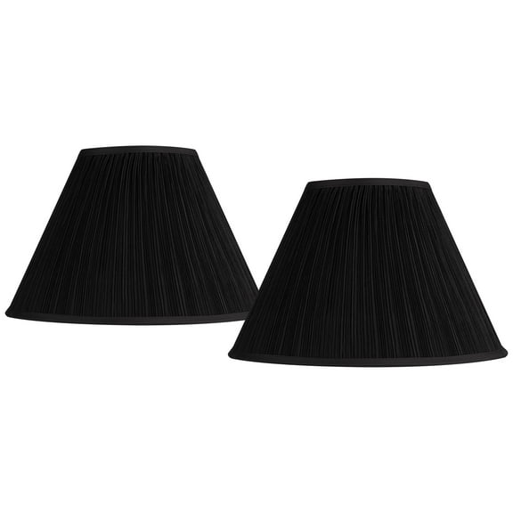 Springcrest Collection Set of 2 Pleat Empire Lamp Shades Deep Black Large 7" Top x 17" Bottom x 11.5 Slant Spider Replacement Harp and Finial Fitting