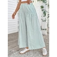 thumbnail image 6 of SHEWIN Women's Wide Leg Palazzo Pants Casual Elastic High Waisted Cotton Gingham Plaid Culottes Trousers with Pockets, 6 of 8