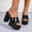 Black, variant on Women's Platform Sandals Ankle Strap Open Toe Lug Sole 3 Inch Chunky Block Heeled Sandals Daily Casual Outdoor Walking Wine 41