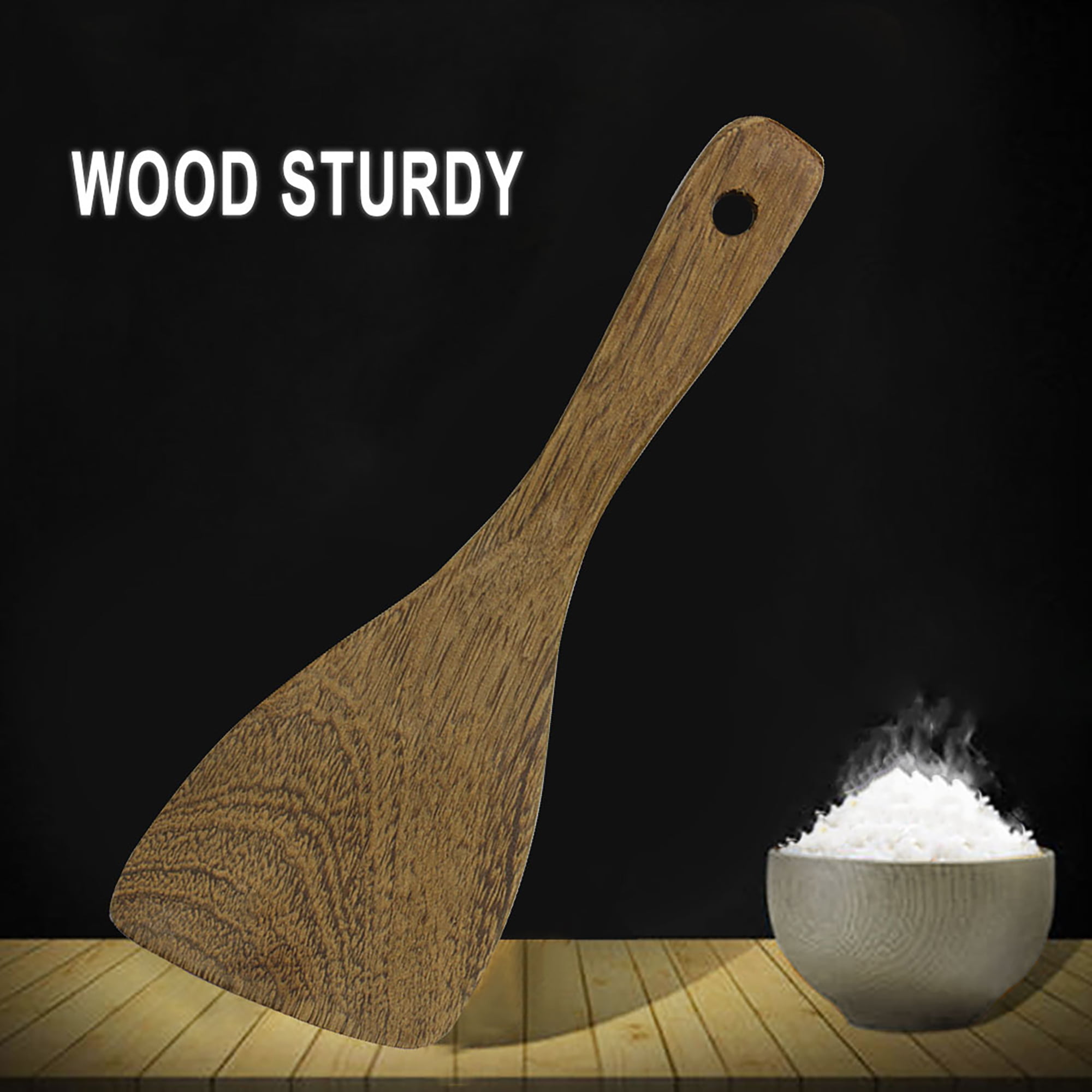 Details about   8.7 Inch Wood Turner Heat Resistant Non-sticky Cookware Spatula Cooking Baking 
