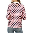 thumbnail image 4 of INSPIRE CHIC Women's Contrast Peter Pan Collar Top 3/4 Sleeves Blouse Shirts XS Pink, 4 of 9
