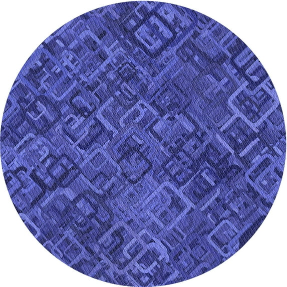 Ahgly Company Machine Washable Indoor Round Transitional Cobalt Blue Area Rugs, 5' Round