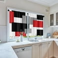 thumbnail image 5 of Farmhouse Kitchen Curtains Gray and Black Geometry Window Curtains Short Tier Curtains Over Sink, Red Abstract Modern Art Painting Decor Rod Pocket Window Drapes Set of 2 (26x36 Inch), 5 of 5