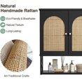 thumbnail image 4 of Rattan Bathroom Wall Cabinet, Boho Medicine Cabinet with Aeched Doors and Adjustable Shelves, Over The Toilet Space Saver Storage Wall Mounted for Kitchen, Laundry, Dining Room, Black, 4 of 6