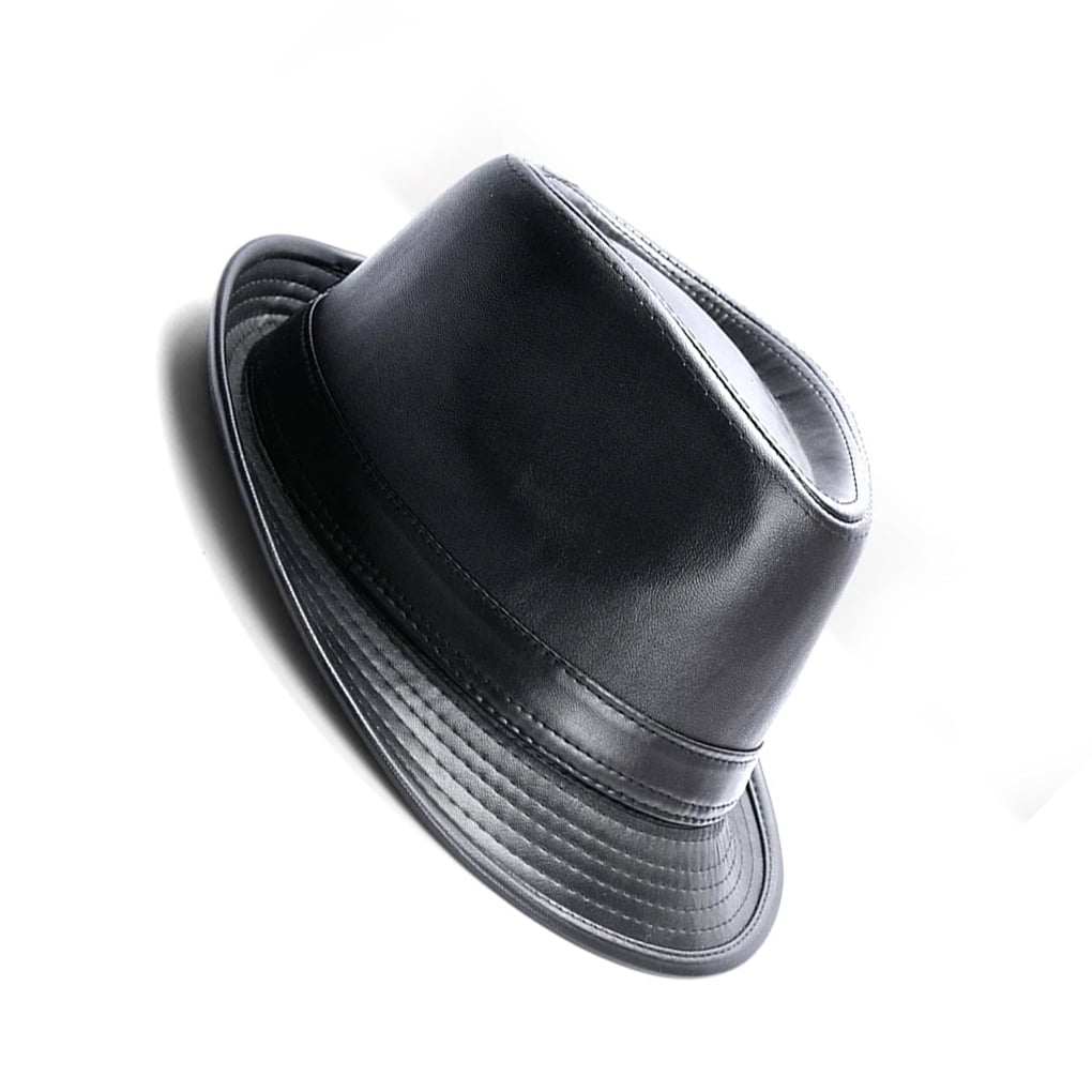 maskred Stylish Hats For Men Add Charm To Outfits In Any Season All Seasons Leather Hat For Men Vintage Hat Fedora Hat black 1Set