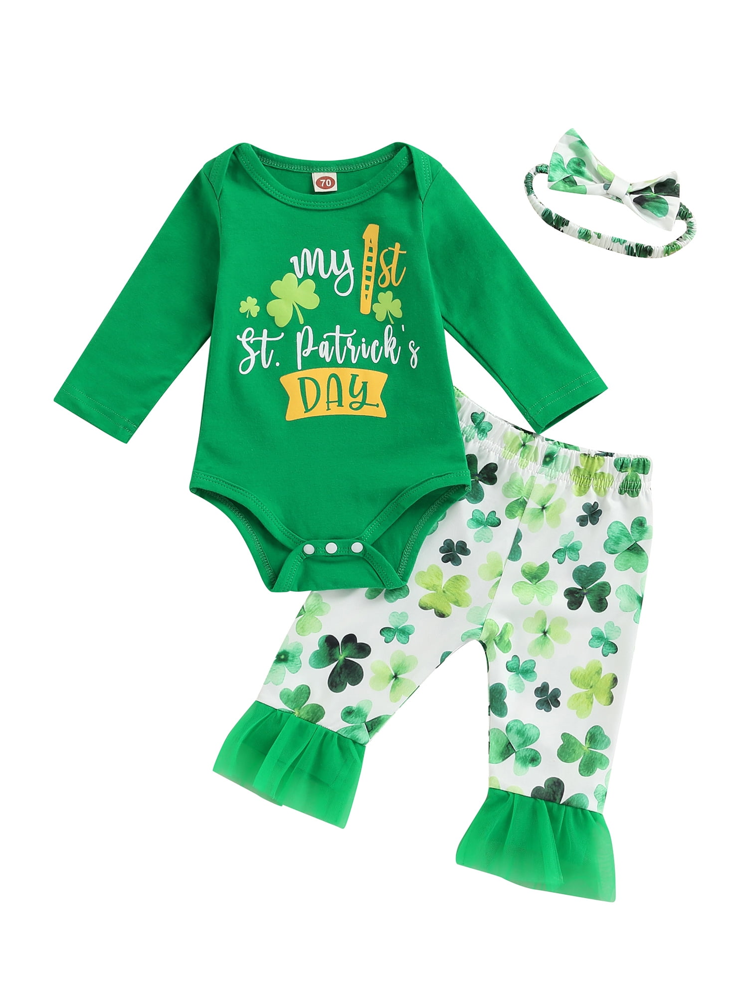 Baby Boy Girl Long Sleeved Coveralls Irish St Patricks Day Kid Pajamas