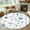 Blue White, variant on 6ft Round Rug, Teal Brown Spring Floral Non-Skid Rubber Backing Large Area Rugs - Living Room Bedroom Home Office, Vintage Flowers Elegant Botanical Indoor Floor Mat Carpets Washable Rug