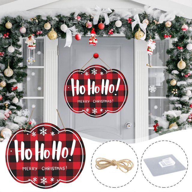Adornos Colgantes Navideños Xihbxyly Circulares de Madera para Puerta de Bienvenida
