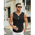 thumbnail image 4 of COOFANDY Men Sleeveless V Neck T Shirt Knit Sleeveless Shirt for Men Casual Textured Tank Top Lightweight Fitted, 4 of 5