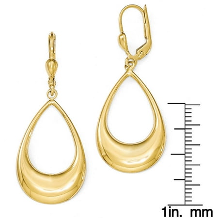 14kt Gold Polished Teardrop Leverback Earrings