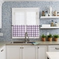 thumbnail image 3 of Kitchen Curtain Valance, Purple and White Buffalo Check Plaid Gingham Farmhouse Decoration Short Rod Pocket Window Curtain Tiers for Bedroom, Bathroom, 2 Panel, 27.5" W x24 L, 3 of 5