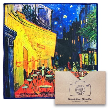Image of EXTRA LARGE [4 Pack] Classic Art (Vincent Van Gogh Café Terrace at Night ) - Microfiber Cleaning Cloths (Best for Camera Lens Glasses Screens and all Lens.)