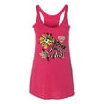 thumbnail image 2 of Wild Bobby Worship While You Wait Sunflower Pink and Yellow Inspirational/Christian Women Tri-Blend Racerback Tank Top, Shocking Pink, X-Large, 2 of 6