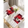 thumbnail image 5 of Red Abstract Placemats Set of 4, Modern Mottled Art Oil Painting Placemats for Dining Table, Place Mats for Kitchen Tabletop, Waterproof Wipeable Dining Table Mats Set, 5 of 9