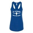 thumbnail image 2 of My Lifeguard Walks on Water Jesus Christ Bible | Womens Inspirational/Christian Jersey Racerback Tank Top, Royal, Medium, 2 of 3