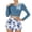 39Navy80, variant on WERYOUNG Girl's Swimsuit Sets Long Sleeve Solid Color Top And Floral Swim Shorts Two Piece Swimwear Swimming Surfing Stylish Versatile Bathing Suit