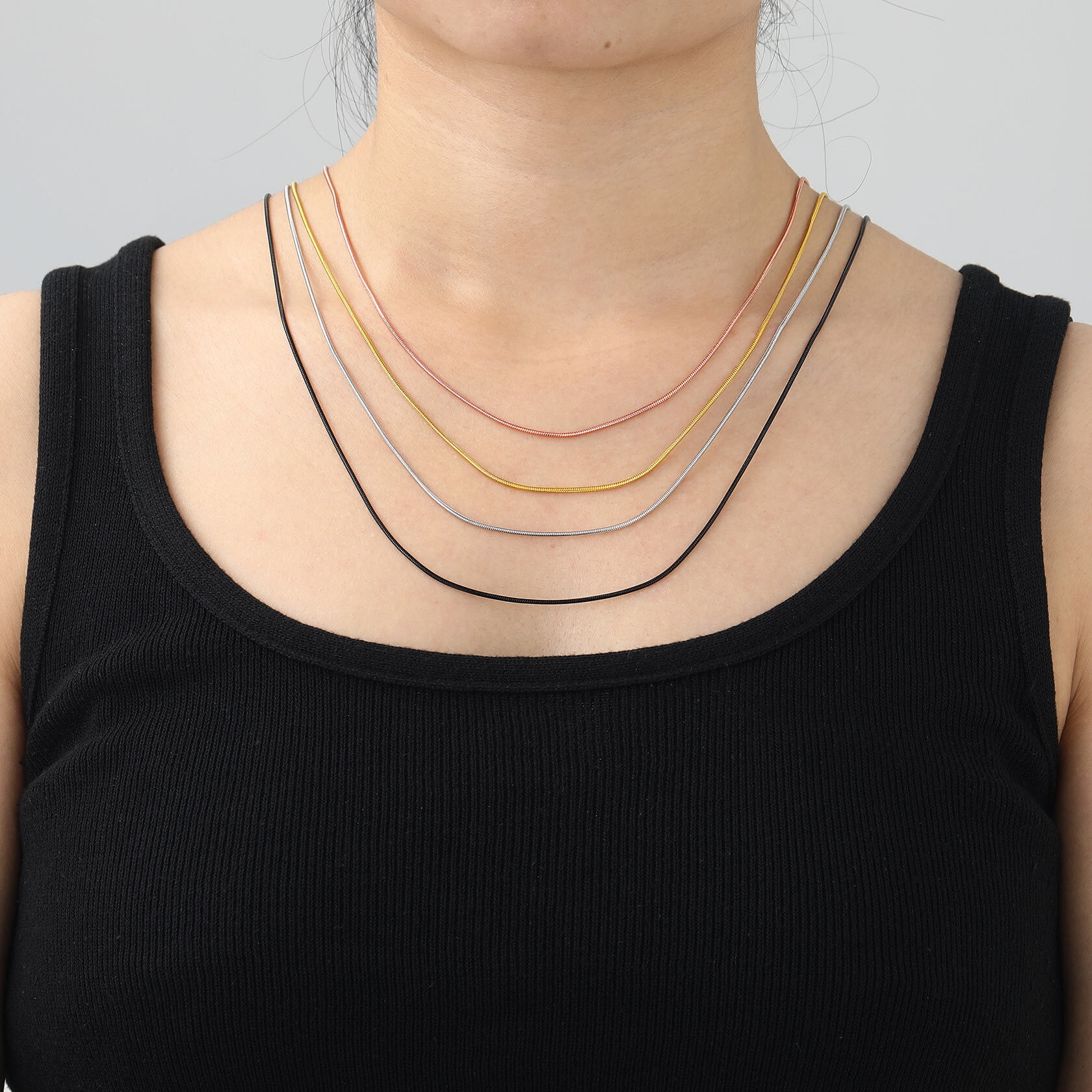 ChainsHouse 1.0mm Thin Black Snake Chain Necklaces for Women Men Silver Lobster Claw 18"-30" Jewelry Gift
