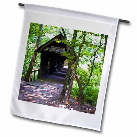 3dRose, Cambron Covered Bridge, Madison County Nature Trail, Huntsville, AL, 18 x 27 inch Garden Flag