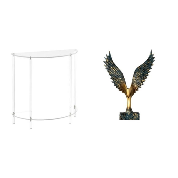 Mesita de noche de acrílico,Mesa auxiliar de acrílico transparente Mesa auxiliar transparente en capas,Mesa pequeña de acrílico,mesita de noche pequeña,compacta,Estatua de la casa,Estatua