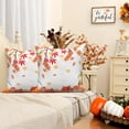 thumbnail image 2 of Fall Maple Leaves Pumpkins Throw Pillow Covers 20x20 Set of 2,Autumn Linen Pillow Cases for Bedroom Sofa Couch, 2 of 6