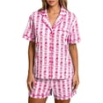 thumbnail image 1 of Conjunto de pijama estilo preppy for mujer, ideal for el verano. Incluye shorts de algodón, estampado oceánico y shorts a juego., 1 of 7