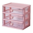 thumbnail image 3 of Organizador de escritorio con cajón para oficina, mesa, organización, compartimentos, ahorra espacio 3 Cajones Rosa, 3 of 9